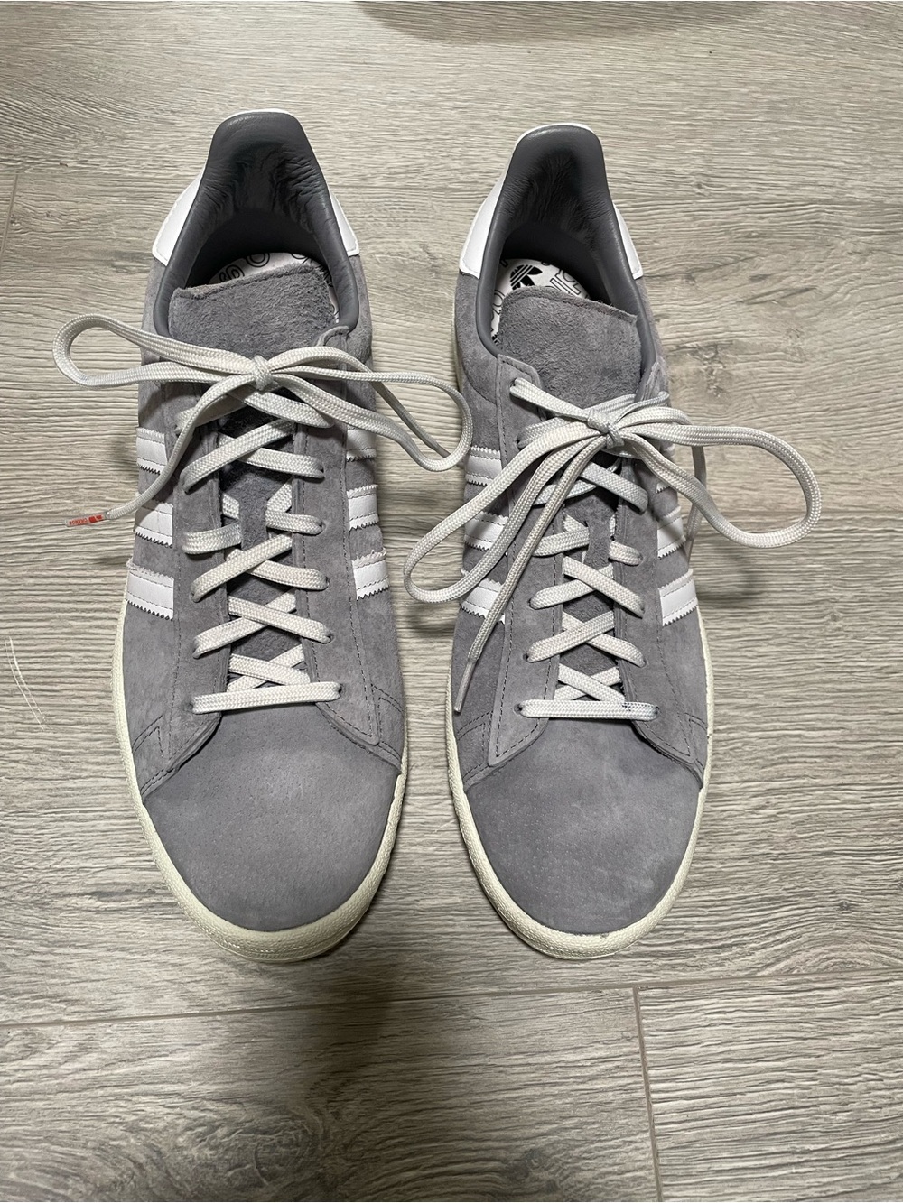 Adidas Gray Suede Classic Low-Top Sneakers with White Stripes